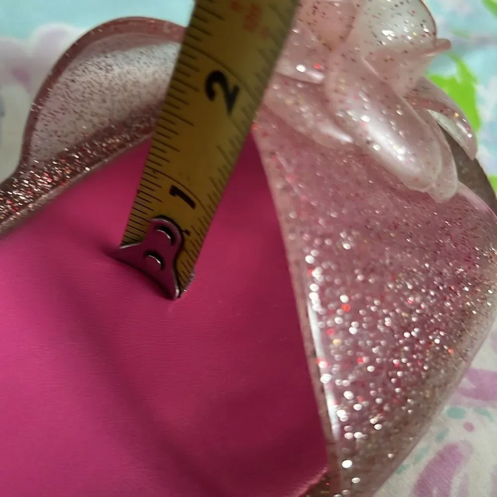 Kate Spade Jelly Slides Glitter Pink Flower - 8